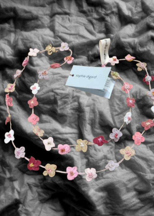 Sophie Digard | Crochet Flower Chain Necklace | Linen | Multi-coloured